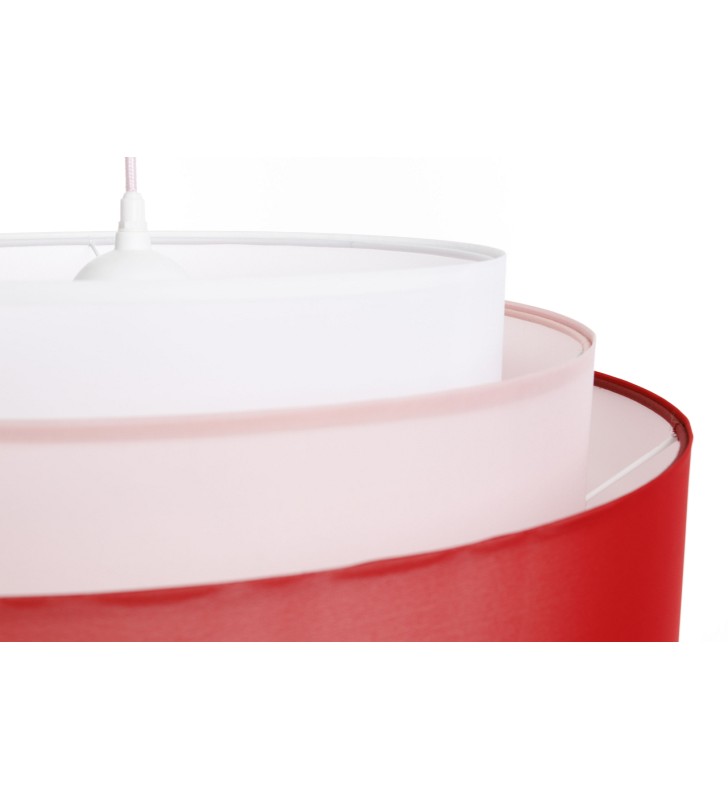 Lampa wisząca nowoczesna Elaine z półprzezroczystego materiału czerwony różowy biały 60cm
