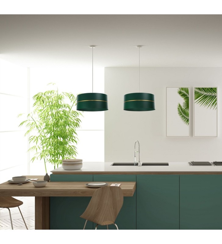 Lampa wisząca Valerie abażur zielony z tworzywa nowoczesne oświetlenie salonu sypialni stołu