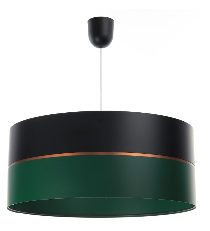 Lampa wisząca Tanya abażur z tworzywa czarno zielony z dekorem oświetlenie salonu kuchni