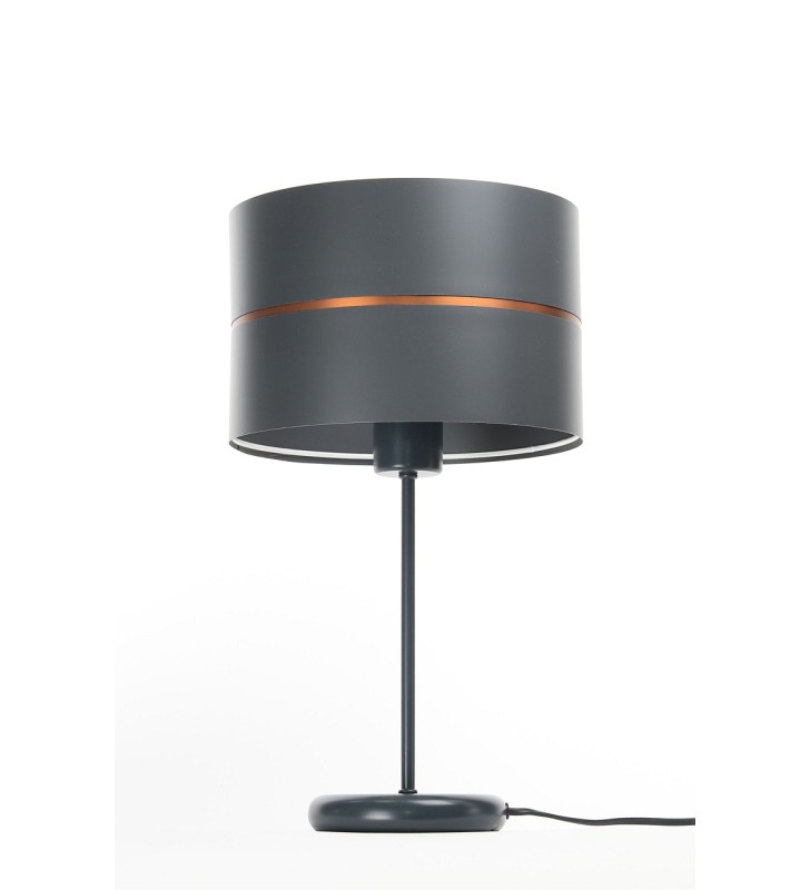 Down grafitowa lampa stołowa z czarną podstawą na komodę do salonu do sypialni włącznik na przewodzie