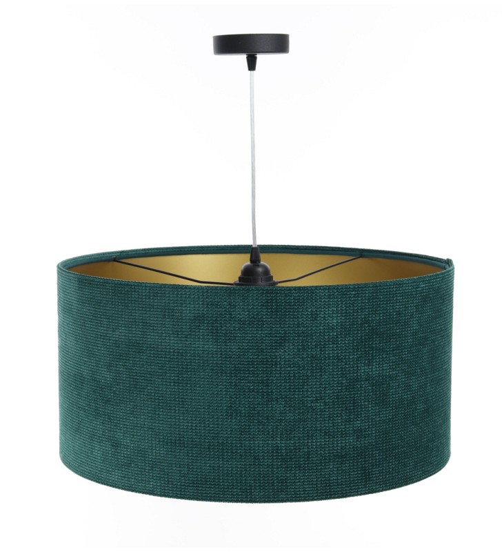 Zielono złota lampa wisząca z tkaniny strukturalnej Connie do salonu sypialni jadalni boho