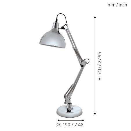Lampa biurkowa Borgillio chrom metal wysoka łamana regulowana 1xE27 Eglo - OD RĘKI