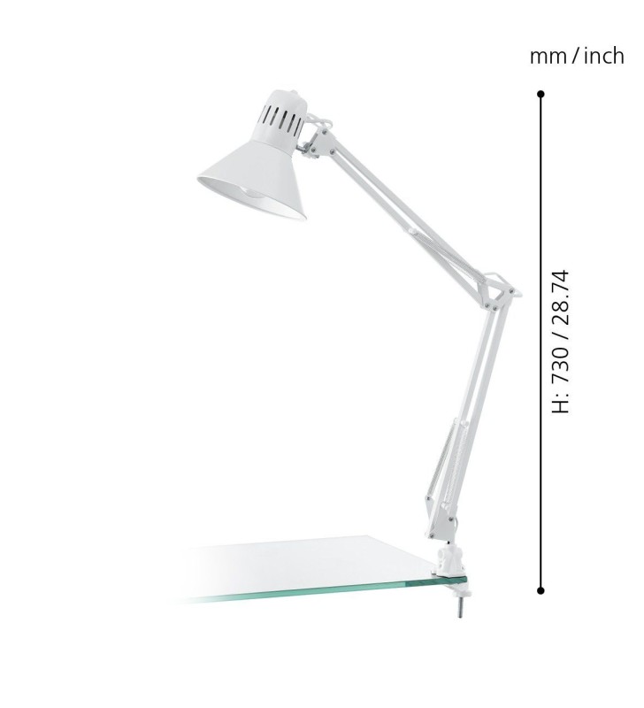 Lampa biurkowa Firmo biała wysoka łamana przykręcana