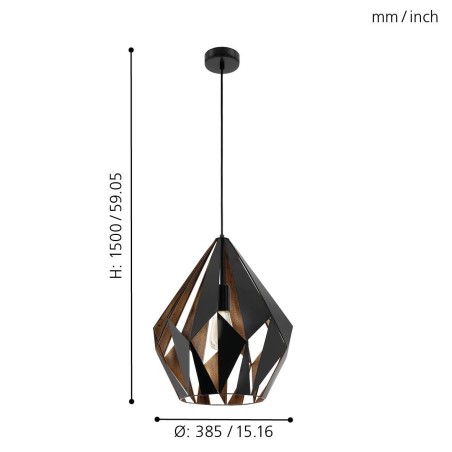 Czarno miedziana geometryczna lampa wisząca Carlton1 styl vintage industrialny loftowy