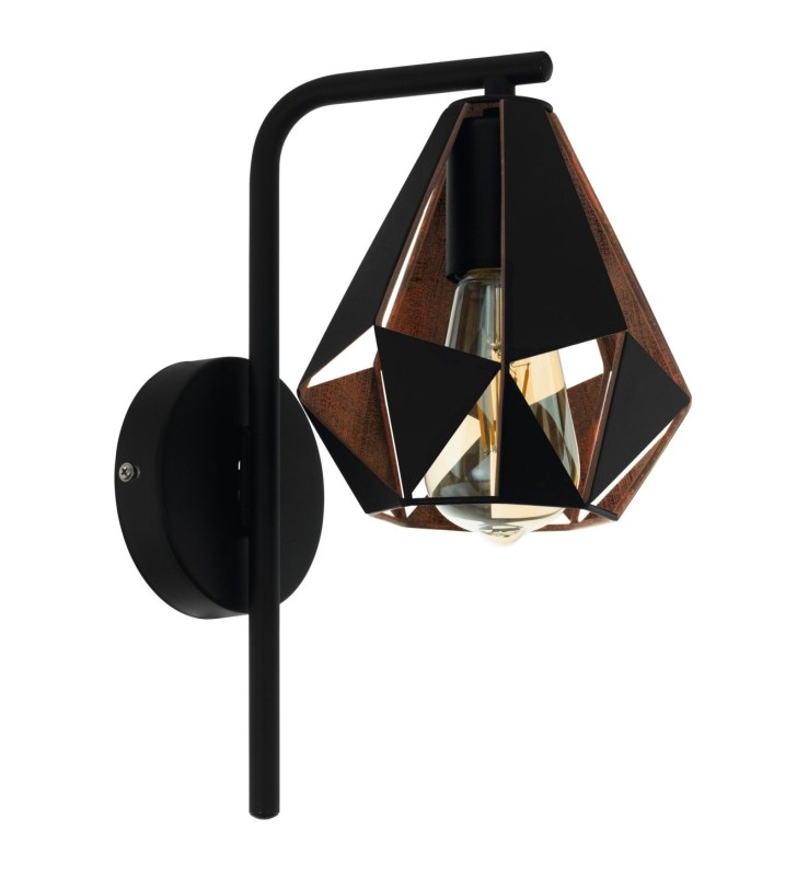 Metalowa lampa ścienna Carlton4 czarny klosz z miedzianym środkiem do salonu kuchni sypialni loft