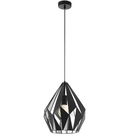 Geometryczna lampa wisząca Carlton1 czarna wewnątrz srebrna w stylu vintage industrialnym loftowym
