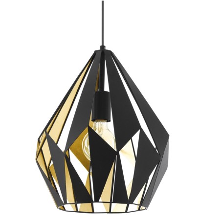 Lampa wisząca Carlton1 czarna wewnątrz złota metalowa geometryczna w stylu loftowym vintage industrialnym