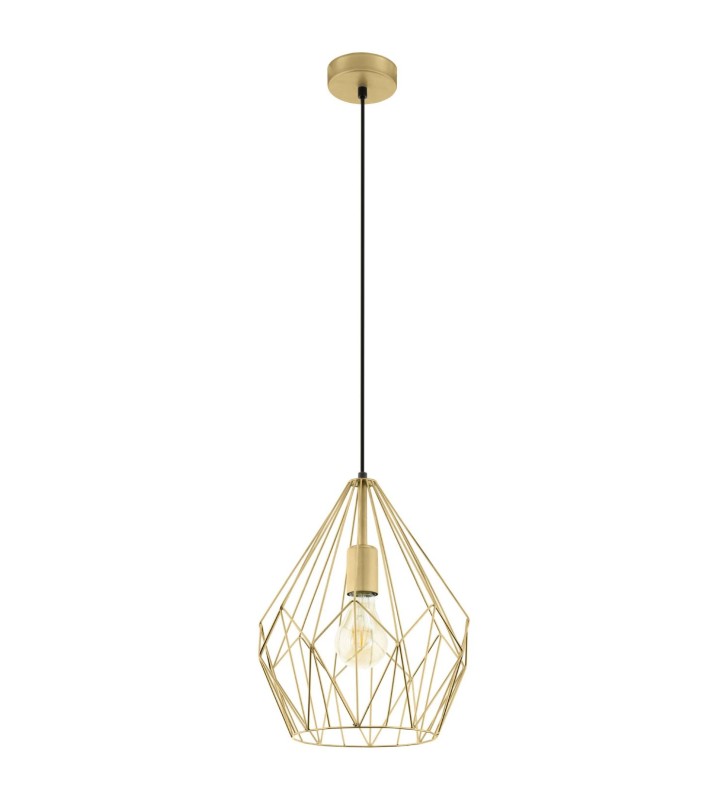 Złota druciana lampa wisząca Carlton klosz kształt diamentu do kuchni sypialni