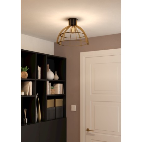 Lampa sufitowa Stillington złota metalowa z czarnym detalem loft