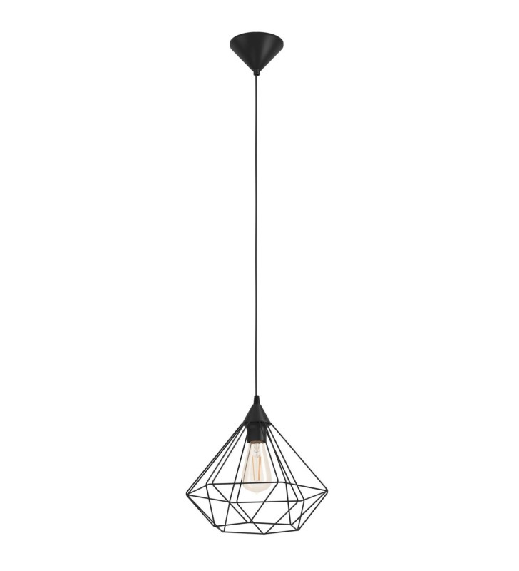 Lampa wisząca Tarbes czarna druciana pojedyncza styl loftowy nad stół