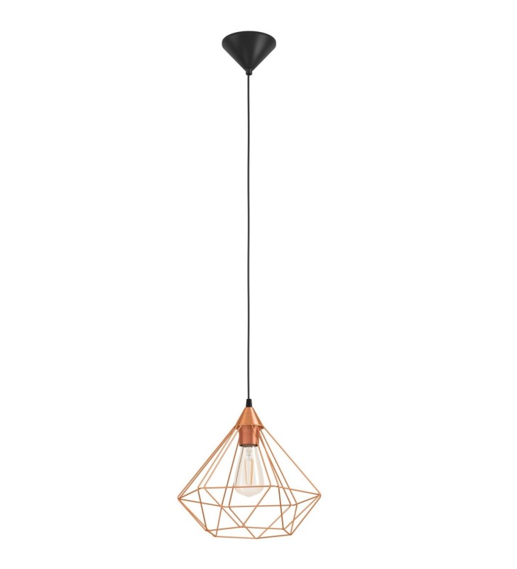 Miedziana lampa wisząca Tarbes druciana pojedyncza styl loftowy vintage