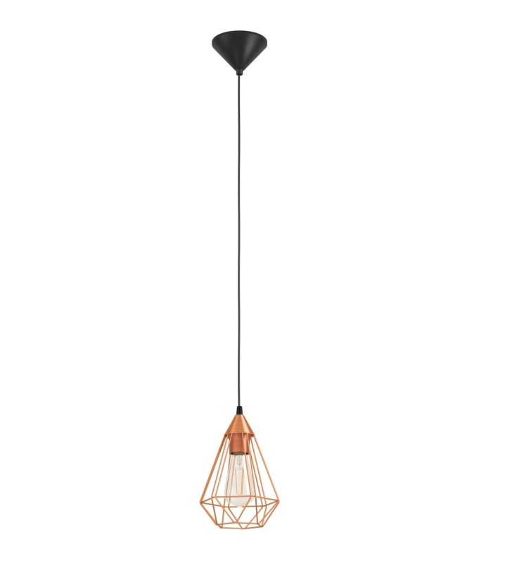 Miedziana lampa wisząca Tarbes druciana pojedyncza styl loftowy 1xE27